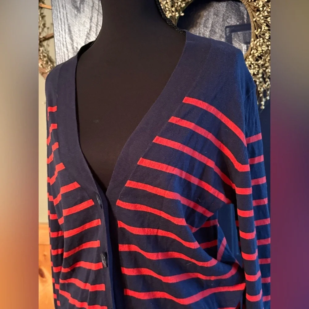 J. Crew Blue and Pink Cardigan Sweater size M